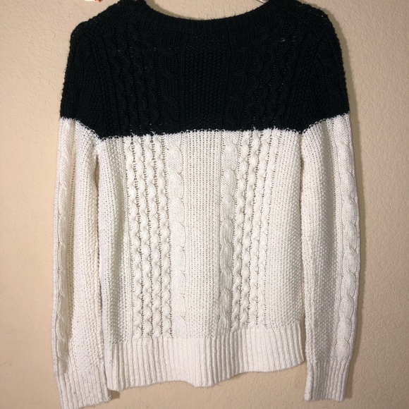 Banana Republic Sweater, XS, color block, black and cream,wool blend,cable knit - Picture 1 of 10